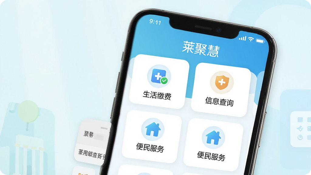 ���ۻ�Ӧ����һվʽ���������棬չʾ������ܿ�Ƭ�������У���������ɷѡ���Ϣ��ѯ����������ͼ�꣬�ֻ���Ļ�г������ۻ�Ʒ�Ʊ�ʶ������Ϊ����ǳɫϵ�������������죬�����������ɾ��޶���Ԫ��