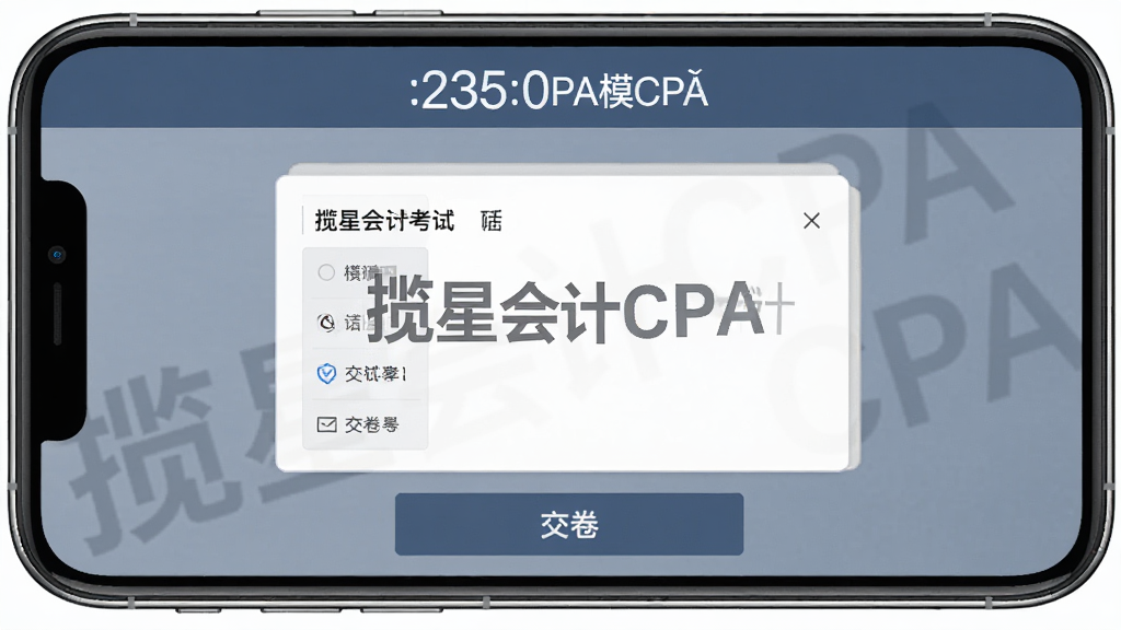 ���ǻ��CPAģ�⿼�Խ��棬�ֻ�������ʾ�Ծ����⿨��������ʱ������ʱ�У��ײ���