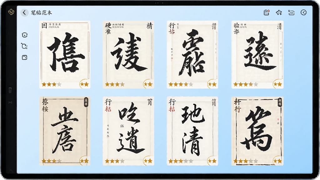 Ӳ����������ѡ����棬��Ļ�������Ŷ౾��ͬ�����������棬�������顢����������ÿ�����������Ǽ��Ѷȱ�ʶ������Ϊǳ��ɫ���䣬���沼�����룬����ִ���Լ�����ʸ��壬���������ɱ�
