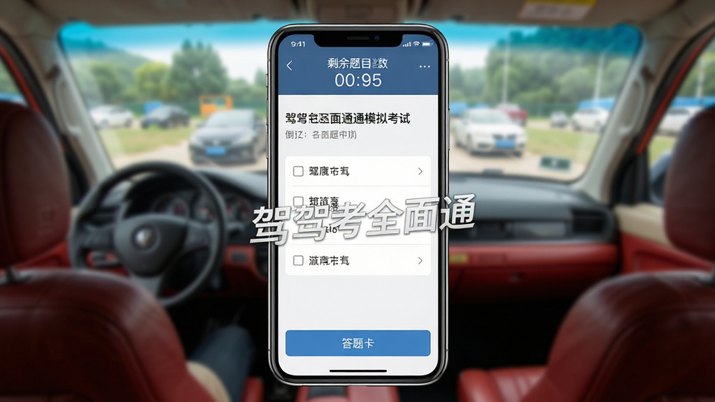 һ��չʾ�ݿ�ȫ��ͨģ�⿼�Խ����ͼƬ�������������ֻ���Ļ����Ļ����ʾģ�⿼�Խ����еĽ��棬�����е���ʱ��ʣ����Ŀ�����м�����Ŀ��ѡ��ײ��д��⿨��ť���������黯�Ŀ������������־��У����дʵ��ϸ����ͻ�����ݿ�ȫ��ͨ��ˮӡ�������������ɾ����޶���Ԫ��