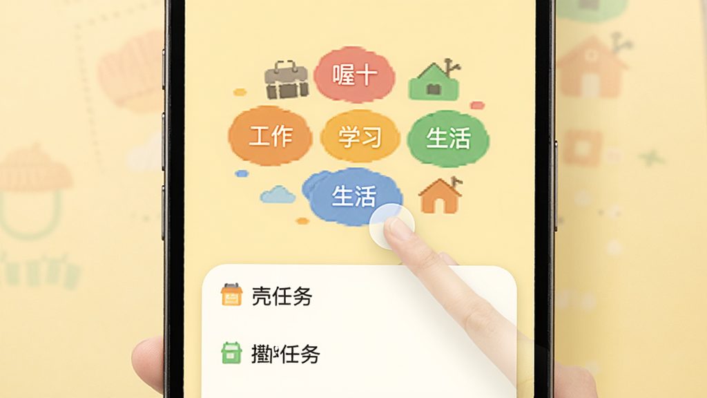 ฿Ǳ�ǩ������棬�ֻ���Ļչʾ�����ɫ��ǩ�ƣ���ǩ��������������ѧϰ������������֣����ĳ����ǩ���·���ʾ��Ӧ�����б�������Ϊǳ��ɫ�������ů���죬���廭�ʣ��ɾ�����