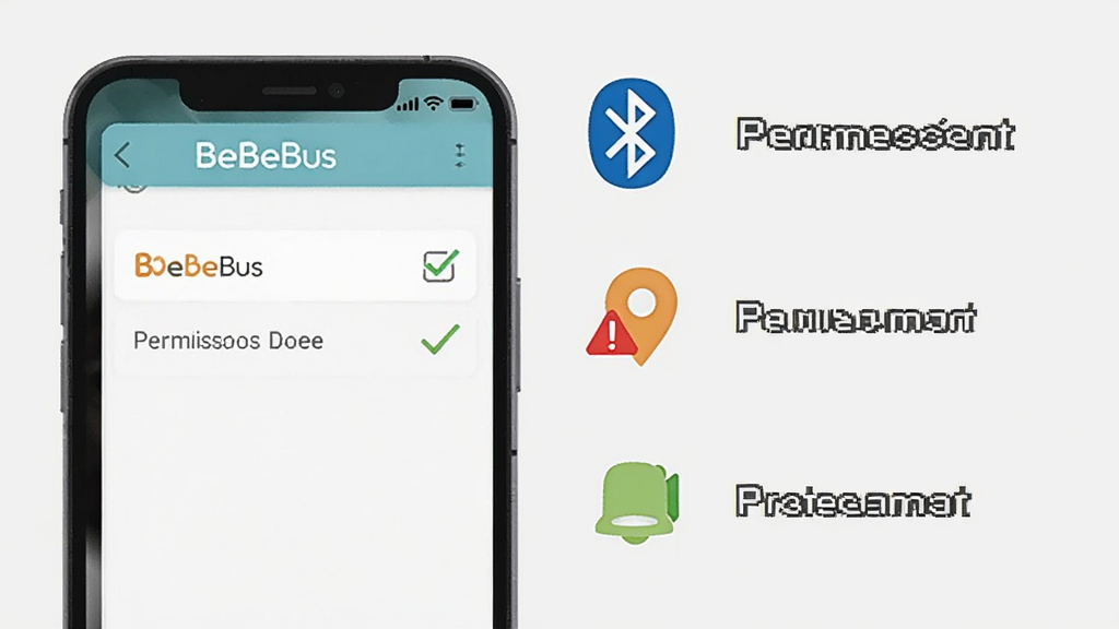 �ֻ���Ļ��ʾBeBeBusȨ������ҳ�棬�Ա�������ͼ�ꡢ��λͼ���֪ͨͼ�꣬����Ϊǳ��ɫ�����ֲ�������ֻ��Ҳ�ͼ���б����Ű棬���Ϊ��ƽ���̳�ʾ��ͼ��ϸ�ڰ�����ѡ��ǡ���ɫ��ʾ���ź��������ֱ�ǩ�����ʸ��壬�ɾ����޶���Ԫ��
