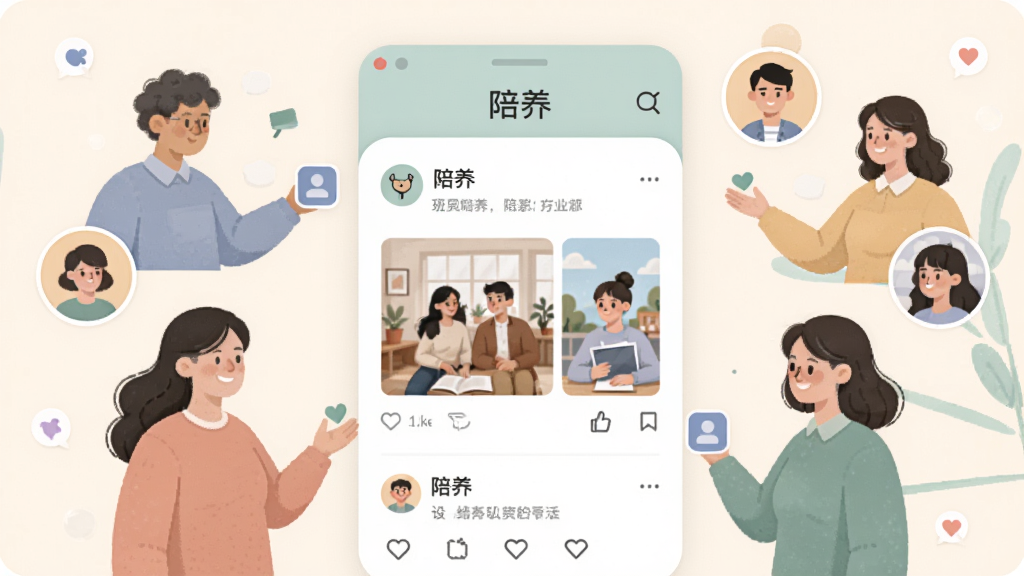 ��λ�ҳ��ͽ�ʦ��һ������İ༶Ȧ�����л��������������ǡ�������Ӧ�õİ༶Ȧҳ�棬��ʾ��̬����Ƭ�͵������ۣ���Χ�д�����ͬ�û���ͷ��ͼ�꣬����ƽ����ƣ�ɫ����ͣ�ϸ�����������ʸ��壬����ɾ����޶���Ԫ��