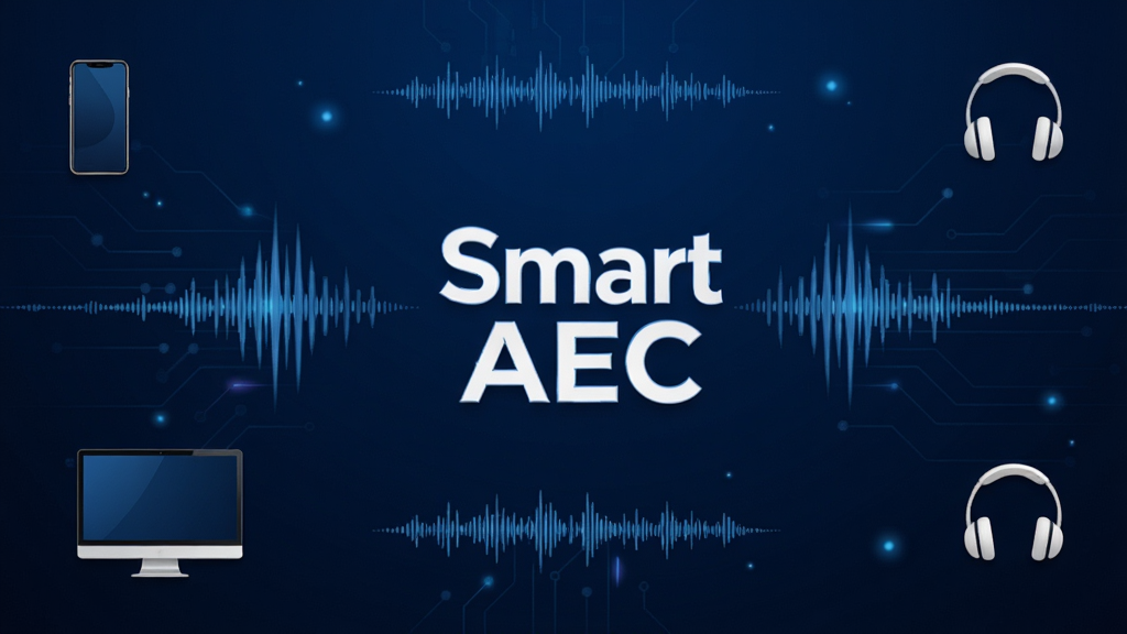 Smart AEC ����������չʾ������ɫ�Ƽ��б������������ Smart AEC ��־������ͼ�Σ���Χ�����ֻ������ԡ��������豸ͼ�꣬����ͻ�������־��У��Ű��࣬���Ϊ�ִ��Ƽ��磬ϸ�ڰ�������Ƶ�����������ʾ�����������ʸ��壬�ɾ����޶���Ԫ��