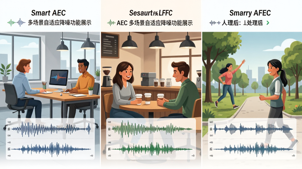 Smart AEC �ೡ������Ӧ���빦��չʾ�������Ϊ�칫�ҡ����ȹݡ���������������ÿ����������ʾ���������봦������������ζԱȣ�����Ϊ�����Ա�ͼ�������������У��Ű����룬���Ϊдʵ�廭�磬ϸ�ڰ�������豸������ͼ�꣬���ʸ��壬�ɾ����޶���Ԫ��