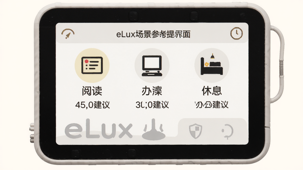 ��ǿ��eLux�����ο���ʾ���棬��Ļ����ʾ�Ķ����칫����Ϣ��ͼ�����Ӧ�նȽ��飬����Ϊǳɫϵ���Ű����������Ѻã�ϸ�ڵ�λ�����ʸɾ����޶���Ԫ��