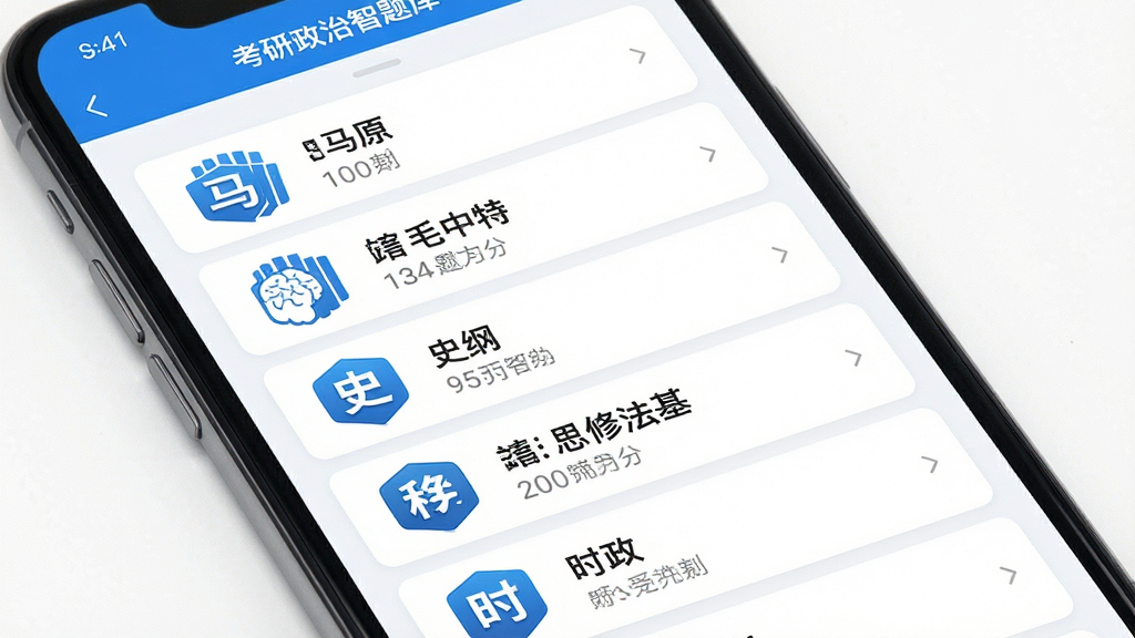 �������������ȫ��Ŀ�����棬����չʾһ���ֻ���Ļ����Ļ�ڳ��ֿ������������APP�Ŀ�Ŀѡ��ҳ�棬ҳ����������������ԭ��ë���ء�ʷ�١�˼�޷�����ʱ�������Ŀ�Ŀ�Ƭʽ��ڣ�ÿ����Ƭ���ж�Ӧͼ�����Ŀ������ע������Ϊ�����б��Ű棬��������죬ɫ��������Ϊ����ϸ��������������ͼ�꾫�£�����Ϊ����ɫ�����ʸ��壬�ɾ����޶���Ԫ��