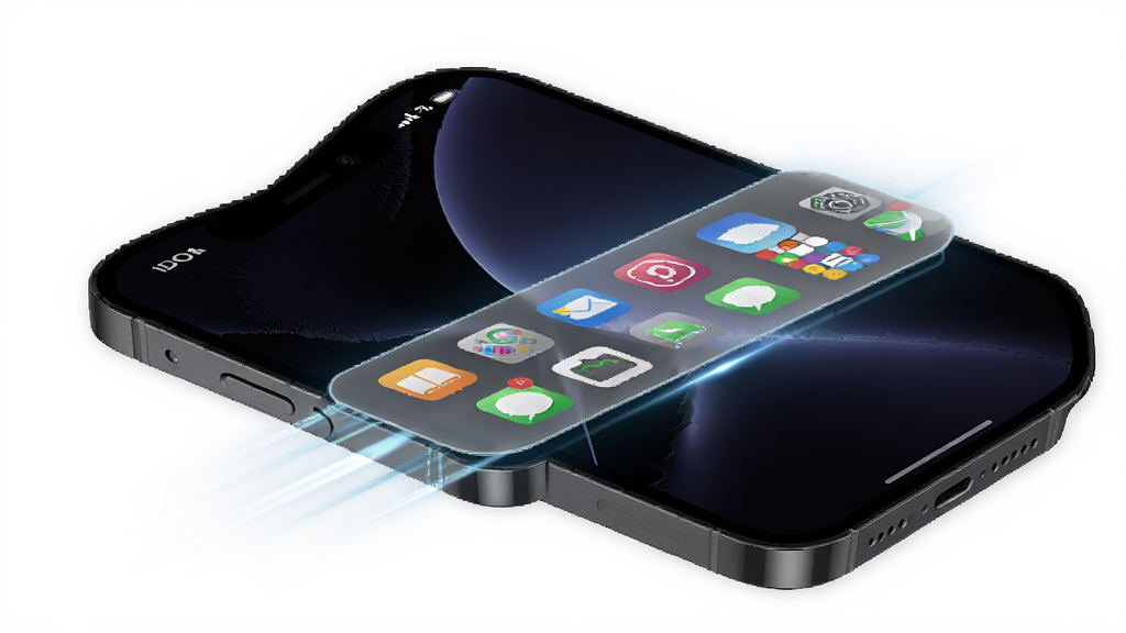 iDOCK��������չʾͼ������չʾһ���ֻ���Ļ��Ե����Dock���Ķ���Ч����Dock���ʰ�͸��״̬�����ж��Ӧ��ͼ�꣬����Ϊ��ɫ��ֽ�����Ϊ��̬�Ƽ��У�ϸ���л����켣��Ч�����ʸ��壬�ɾ����޶���Ԫ��