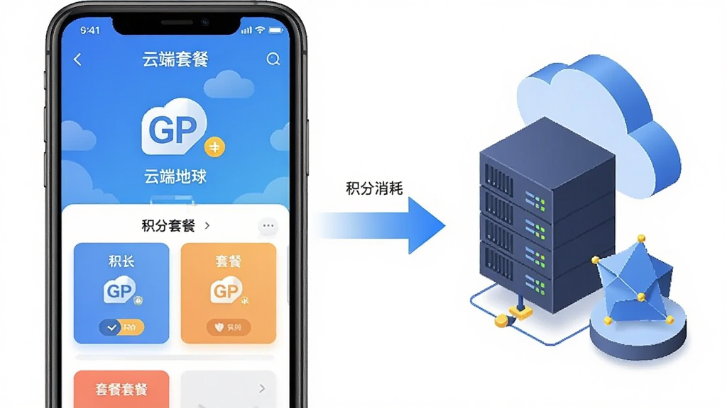 һ����Ϣͼ�����Ĳ廭����������ǡ��ƶ˵���APP�Ļ������ײͽ��棬�Ҳ����ƶ˷���������άģ��ͼ�꣬�м��ü�ͷ���ӱ�ʾ�������ģ��������ҶԳƣ����������ϸ�ڰ���GP���ַ��ź��ײͿ�Ƭ�����ʸɾ��������޶���Ԫ��