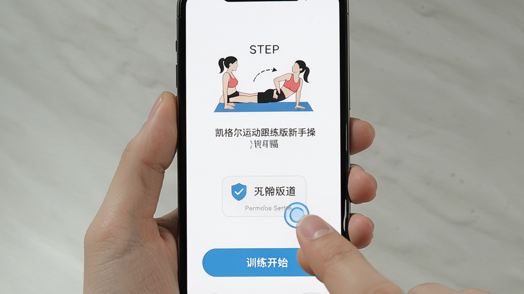 ������˶����������ֲ����������棬����Ϊ�ֻ���Ļչʾ����Ļ����ʾ����ָʾͼ������˵��������Ϊ��ɫ�����ϸ�ڰ�����ָ���������Ȩ������ͼ�ꡢѵ����ʼ��ť�����������ɾ����޶���Ԫ��