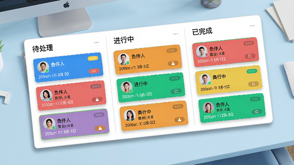 һ��չʾQ�����Ŷ�Э�����񿴰��ͼƬ����������һ��������е�������壬��Ϊ�������������С���������У�ÿ�����ж��Ų�ɫ����Ƭ����Ƭ�ϱ�ע������ͷ�����ֹ���ڣ�����Ϊ����ɫ�칫���棬�����ˬ�ִ���ϸ�ڰ�����Ƭ��Ӱ��״̬��ǩ�������������޶���Ԫ��