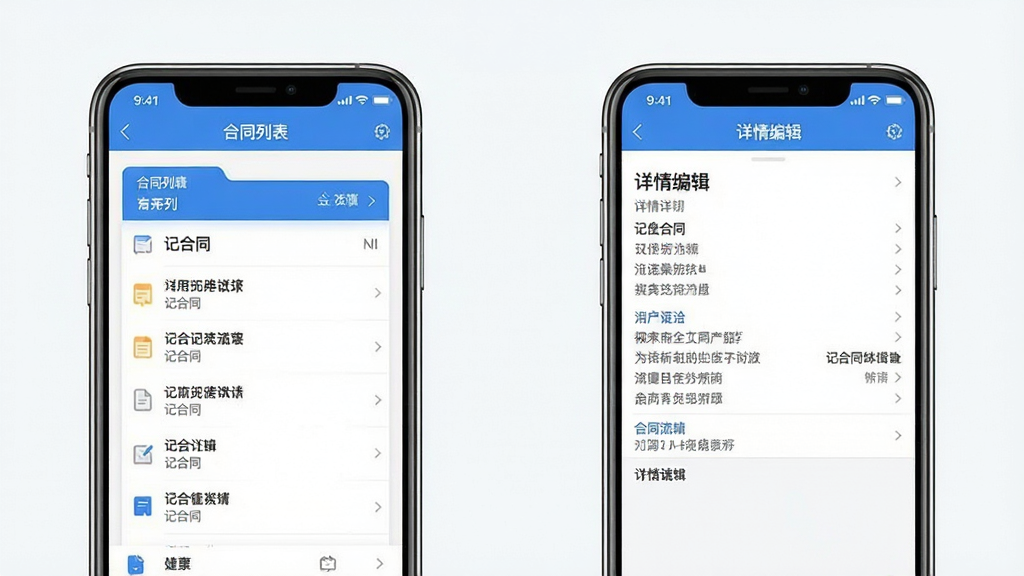 һ��չʾ���Ǻ�ͬ��APP�������̵�ͼƬ������Ϊ�ֻ���Ļ����չʾ�����Ϊ��ͬ�б����Ҳ�Ϊ����༭ҳ�������࣬��ɫͳһ�������ɾ��������������޶���Ԫ��