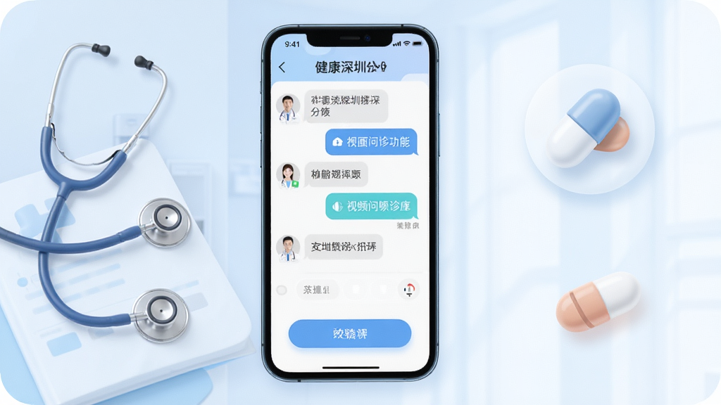 ��������App�������﹦��չʾ���ֻ���Ļ��ʾҽ������Ի�������Ƶ���ﰴť������������������ҩ��ͼ��װ�Σ��������º����У�ǳ�����ɫ�������ֹ��������ʸ���ɾ��޶���Ԫ��