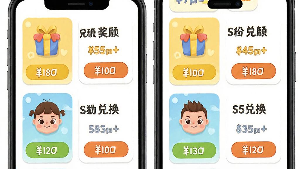 ��ͯ�����ƶһ��̳�ҳ�棬����չʾ�ֻ���Ļ�ڽ�����Ʒ��Ƭ�ͻ��ּ۸��ǩ������Ϊ�����������У����Ϊ�������õĲ廭���ϸ�ڰ�������ͼ�ꡢ�������֡��һ���ť�����ʸ��壬����ɾ����޶���Ԫ��