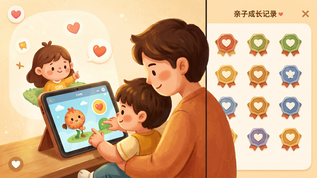 �����������ӻ������棬���������Ǽҳ��뺢�ӹ�ͬ����ƽ����Ե���ܰ���������ֲ������ҷ���չʾ�����Ϊ��ͨ��ɫ���������Ҳ�Ϊ�ɳ���¼����ǽ���Ű����룬���Ϊ��ů�����Ĳ廭���ϸ�ڰ�������ͼ�����͹�Ӱ�����ʸ��壬����ɾ����޶���Ԫ��
