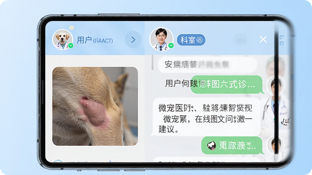 ΢��ҽ����ͼ�����﹦�ܽ��棬�ֻ���Ļչʾ�������촰�ڣ�������û��ϴ��ĳ���Ƥ��������Ƭ���Ҳ���ҽ���ظ������ֽ��飬��Ļ�Ϸ���ʾҽ��ͷ��Ϳ��ұ�ǩ������Ϊ�ɾ���ǳ��ɫ���䣬���רҵ��࣬ϸ����ͻ���������ݺ�ͼƬ����ͼ�������������޶���Ԫ��