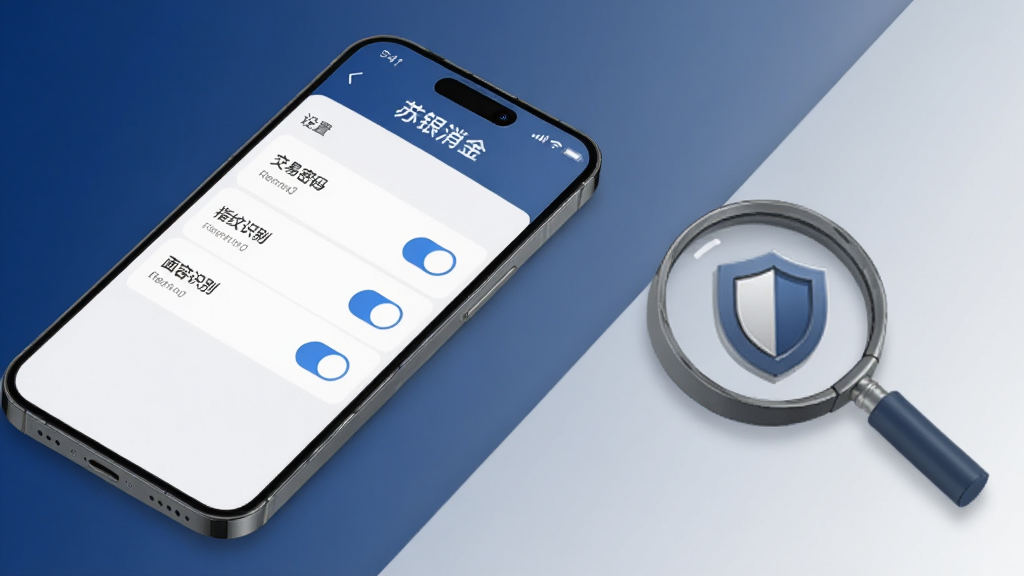 ����չʾһ���ֻ���Ļ����ʾ����������App�İ�ȫ����ҳ�棬ҳ���а������������롱��ָ��ʶ�𡱡�����ʶ����������ѡ��ֻ��Ա߷���һ���Ŵ���������ͼ�꣬����Ϊ����ɫ��ǳ��ɫ���䣬�������רҵ���������ȣ��޶���Ԫ��