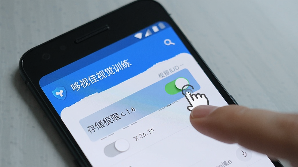 ����չʾһ����׿�ֻ���Ļ��д����Ļ����ʾ�����Ӽ��Ӿ�ѵ����APP��Ȩ�����ý��棬�洢Ȩ�޿��ر�������ע���Ա�����ָ�����ʾ�⣬����Ϊ���Ļ�ɫ���棬���дʵ�������������޶���Ԫ��