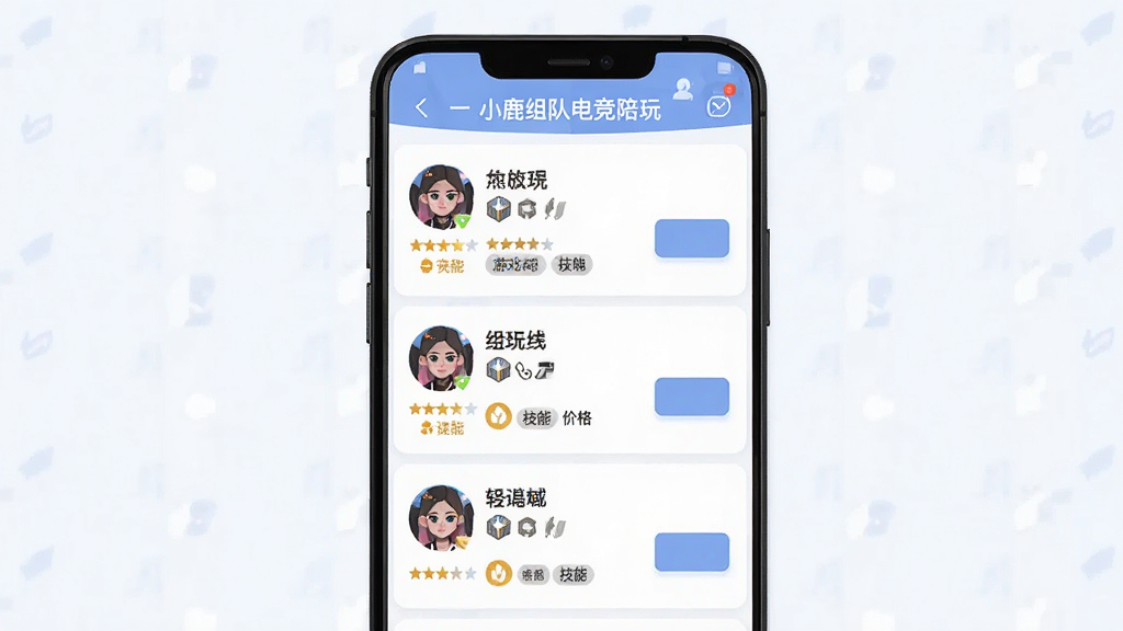 һ��չʾ��С¹��ӵ羺���桱�����б�ҳ����ֻ���ͼ���ͼ����������Ϊ�ֻ���Ļ�ڵ����濨Ƭ�б�������Ϊ����������У��Ű����ͷ���ǳơ���Ϸ��λ���۸���ӵ���ť�����Ϊ���±�ƽ����ƣ�ϸ�����Ǽ������뼼�ܱ�ǩ������Ϊ����ʸ����񣬸ɾ������޶���Ԫ�ء�