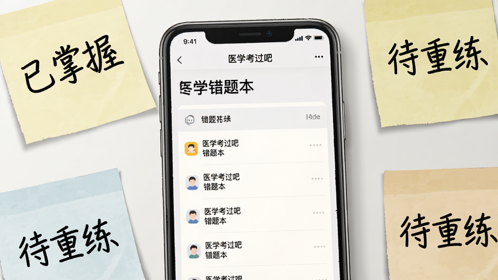 ��������Ϊһ���ֻ���Ļ��д����ʾ��ҽѧ�����ɡ����Ȿ�б�ҳ�棬�ֻ���Χɢ�伸�ű�ǩֽ����ǩ��д�С������ա���������������������Ϊ�ֻ����С���ǩ���ƣ����Ϊдʵ������Ӱ��廭��ϸ�ڰ��������Ȼ�⡢������Ļ���ݡ�ֽ�����������ʸɾ����޶���Ԫ��