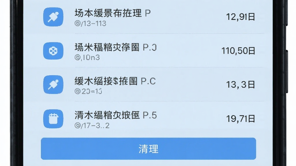 �ֻ���Ļ��ʾ�洢�������棬�б�չʾ�������������Ŀ���Ӧ��������ֵ���ײ���������ť������Ϊǳ��ɫ����ͼ����ͳһ�����ֹ��������ʸɾ����޶���Ԫ��
