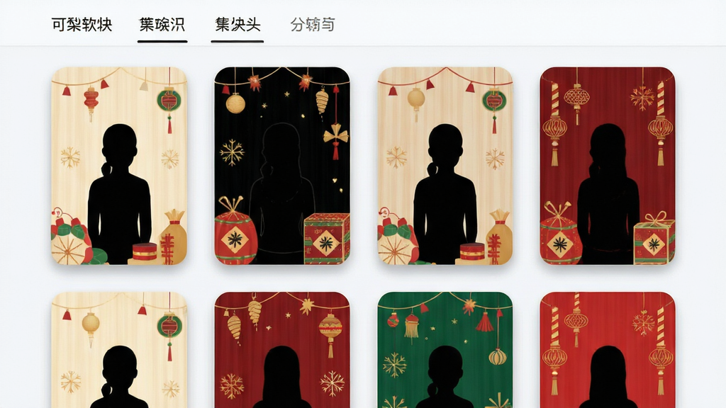����Ϊ��������ģ��ѡ��ҳ�棬��Ļ��չʾ���������Ƶģ�忨Ƭ����Ƭ���������Ӱ�����Ԫ��ͼ��������Ϊ�����������У������з����ǩ�����Ű��������£���ƬԲ��ͳһ�����Ϊ���¼�Լ�Ŀ�Ƭʽ����磬����Ϊǳ�Ұ�ɫ��ϸ���Ͽ�Ƭ������΢��Ӱ����ǩ����ѡ���»��ߣ����ʸ��壬����ɾ����޶���Ԫ��
