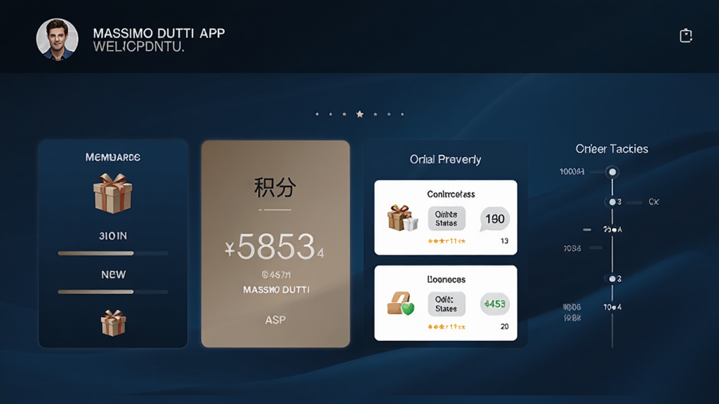 Massimo Dutti APP��Ա����ҳ�棬����չʾ��Ա�ȼ���Ƭ���������֡��Ż�ȯ�б��붩��׷��ʱ���ᣬ�������û�ͷ���뻶ӭ�����Ϊ����ɫ���䣬��������ţ�ϸ�ڰ��������������ͼ��������״̬��ǩ����������������ɾ����޶���Ԫ��