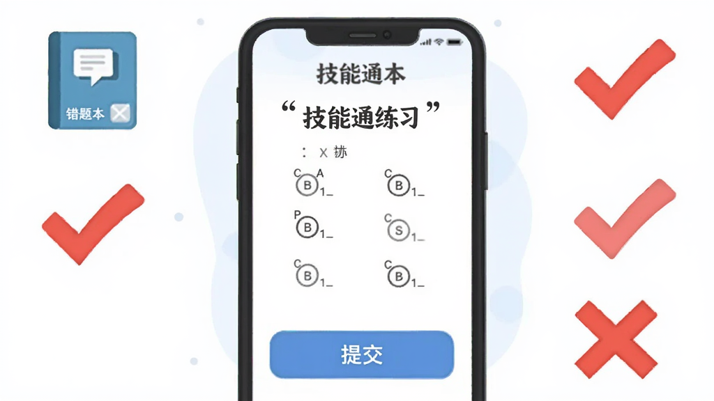 ����������һ����ϰ������棬��Ļ����ʾһ��ѡ����͡��ύ����ť���Ա���һ�����Ȿͼ��ͺ�ɫ�Թ���ŷ��ţ�����Ϊ�ֻ�������С�ͼ�껷�ƣ����Ϊ��ƽ��������廭��ϸ������Ļ�����ּ����ű�ע������ͨ��ϰ�������������ɾ����޶���װ��