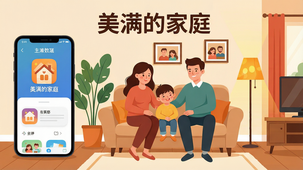 һ����ܰ�ļ�ͥ���������廭������������һ����Χ����ɳ���ϻ���������Ϊ��ͥȺ�񣬲��ֲ��þ��й�ͼ���������ֻ�����չʾ�������ļ�ͥ��Ӧ��ͼ���������棬�Ҳ�Ϊůɫ�������������Ű��ϱ��⡰�����ļ�ͥ�����ڶ������У����Ϊ��ƽ����ܰ�廭��ϸ�ڰ���ɳ������ֲ�����ůɫ�ƹ⣬���������ɾ����޶���Ԫ��
