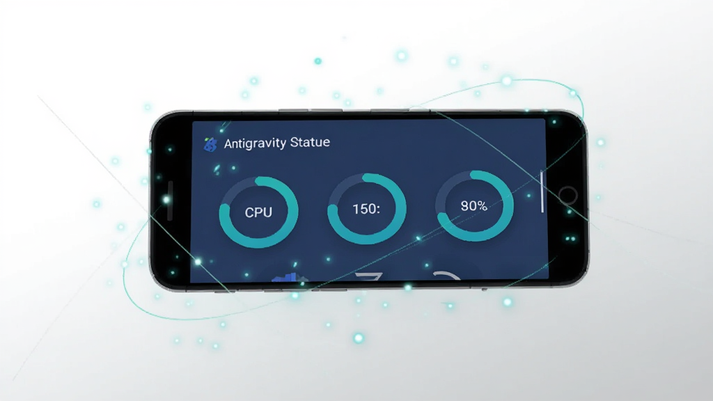 ������һ����׿�ֻ�Ϊ�Ӿ����壬�ֻ���Ļ��ʾAntigravity����������״̬��壬�������CPU���ڴ桢�洢���������Ի���ͼ����ʽ���֣���ɫΪ�������������䣻�ֻ���Χ��������ӯ�Ĺ����ϸ�ߣ��������������Ч���У�����Ϊ���׵�ǳ�ҵ���͹��ɣ����������¼�Լ�����������ɾ�