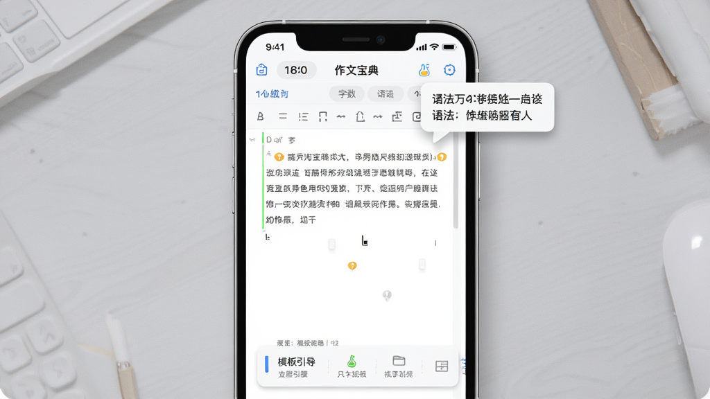 ����Ϊ���ı���д���༭���棬��Ļ�Ϸ���ʾ����ͳ�������﷨��ʾ���ݣ��в�Ϊ�ı��༭�����·�Ϊģ������������������Ϊ�ֻ���������չʾ������Ϊǳ��ɫ���棬���Ϊ��๤����Ӧ�ý��棬ϸ�ڰ�����ꡢ��ʾͼ�ꡢ��������������Ӱ�����ʸ��塢����ɾ����޶���Ԫ��