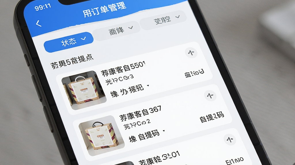 �����������Ӧ�ö�������������д���ֻ���Ļ��ʾ���������Ķ����б���������״̬ɸѡ��ǩ��ÿ������������Ʒ����ͼ�������룬���沼�����룬����Լ���񣬻��ʸɾ�����