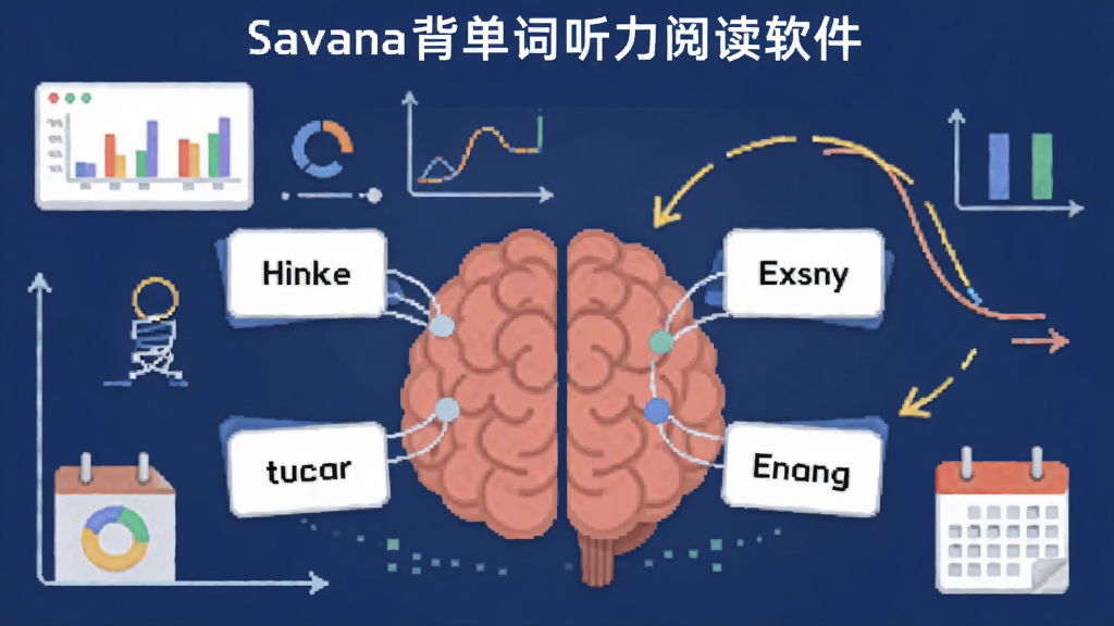һ���ԡ�Savana�����������Ķ�������Ϊ����Ĳ廭������չʾһ�������뵥�ʿ�Ƭ���ӵ�ʾ��ͼ����Ƭ��д��Ӣ�ĵ��ʣ���Χ�����ż������ߺ͸�ϰ��ͷ�����־��жԳƣ����Ϊ��ƽ���Ƽ��У�ϸ�ڰ�������ͼ��������ͼ�꣬�����������ɾ��޶���Ԫ��