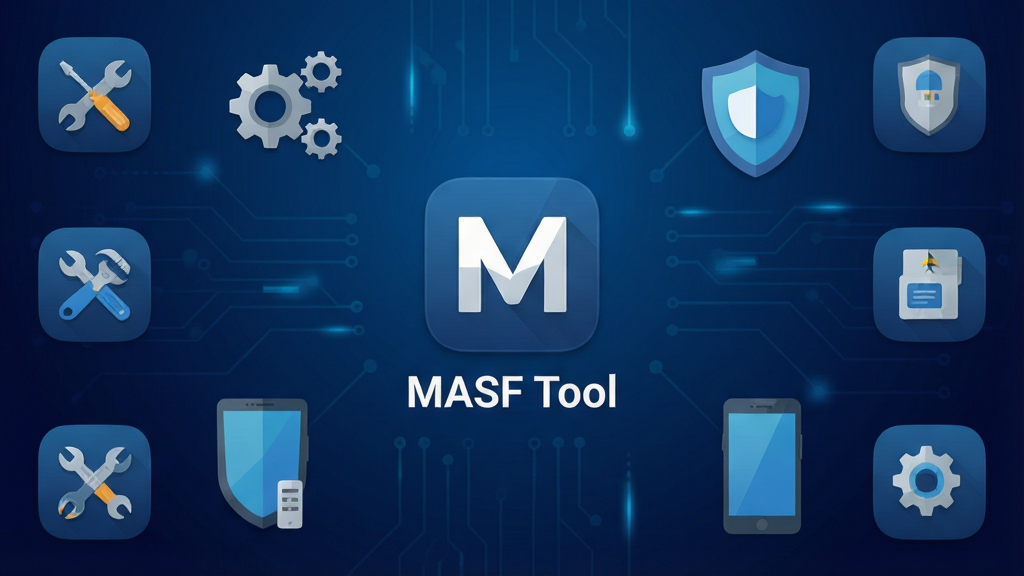 һ��չʾMASF Tool����������İ�׿�ֻ���Ļ��ͼ����������������ͼ�������ơ�MASF Tool�������汳��Ϊ����ɫ����Ƽ������Χ�����Ź���ͼ�ꡢ���֡����ơ��ֻ��豸�ȳ���Ԫ�أ����ּ������������ִ���ƽ����ϸ�ھ��£����ʸ��壬�ɾ��޶�������
