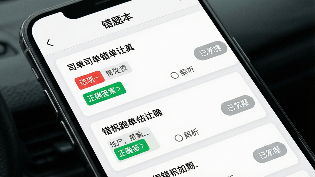 �ֻ���Ļչʾ˾���ܵ����Դ��Ȿҳ�棬�������⡰���Ȿ�����·��б����д��⿨Ƭ��ÿ�ſ�Ƭ������Ŀ������ѡ���ɫ��ע����ȷ����ɫ��ע��������ڣ��Ҳ���ʾ�������ա���ť������Ϊ��ɫ����ǳ�ҿ�Ƭ�������ˬ���࣬���廭�ʣ��ɾ��޶���Ԫ��
