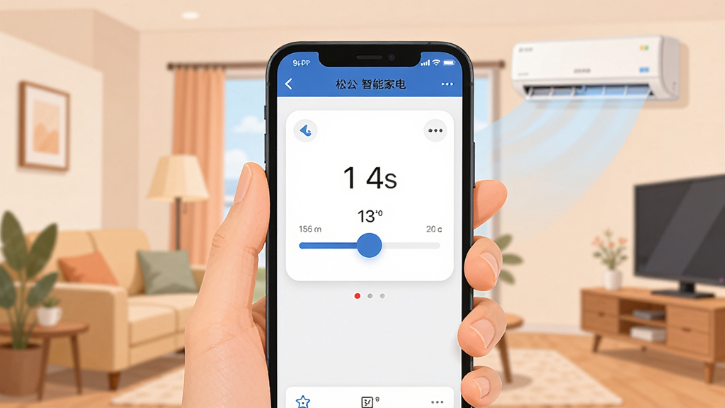 ��������Ϊһֻ���ճ��ֻ�����Ļ��ʾ���������ܼҵ硱APP�Ŀյ����ƽ��棬�¶ȵ��ڻ�����Ŀ����������ܰ�����������еĿյ������ּ����У�����ִ���ƽ�廭��ϸ����ͣ����������ɾ�