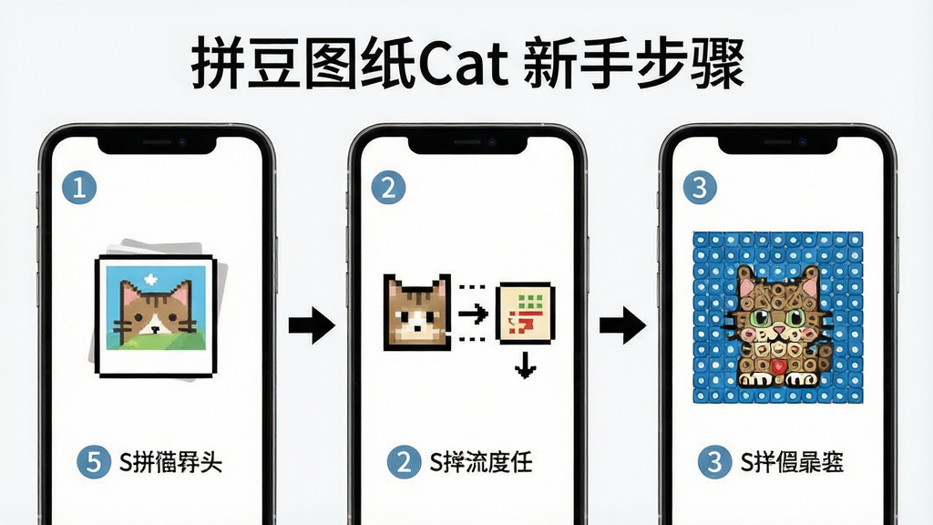һ��ƴ��ͼֽCat���ֲ���ʾ��ͼ����������Ϊ�ֻ���Ļչʾ����ͼƬ������ͼֽ�������������̣�����Ϊ����������в�����ͷ���ӣ��Ű�Ϊ�Ϸ����⡰ƴ��ͼֽCat ���ֲ��衱�����Ϊ�����̳���Ϣͼ�磬ϸ�ڰ������ͼ�ꡢ����ת��ͼ�ꡢ����ͼֽͼ���벽�����֣����������ɾ����޶���Ԫ��