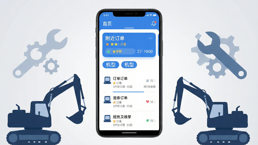 ����Ϊһ��������׿�ֻ����ڻ������룬��Ļ��չʾ���̻�еά�޽ӵ���Ӧ����ҳ���棬�Ϸ��и���������Ƭ����ͱ�ǩ������Ϊ���жԳƹ�ͼ���Ű����ֻ������׺�ھ����Ӱ����ֳ���ͼ�꣬���Ϊ��ˬ��ƽ���Ƽ��廭�磬ϸ�ڰ�����ɫ��ɫ������ƬԲ�ǡ������б���������������Ϊǳ�ҽ��䣬���ʸ���ɾ��޶���Ԫ��