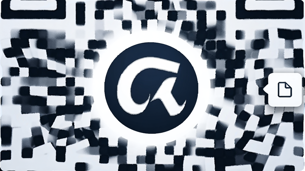 ����������һ���Ŵ�Ķ�ά��ֲ���д����ά������Ƕ��һ��Բ��logo��logo��Χ��ϸ��ɫ��ߣ���ά�����Ϊ����ɫԲ�㣬����Ϊǳɫ���䣬�Ҳ�����һ��С������ͼ�꣬��������Ƽ��У�ϸ�����������ʸ��壬�ɾ��޶���Ԫ��