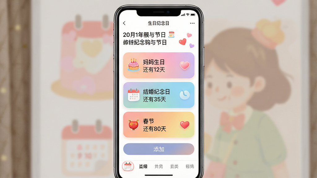һ���ֻ�Ӧ�ý���չʾͼ������������һ̨���������ֻ�����Ļ�ڳ��֡����ռ����ա������������棬������ʾ����������ʺ��в�Ϊ���Ų�ɫ����ʱ��Ƭ���ֱ��ע���������� ����12�족���������� ����35�족������ ����80�족����Ƭ�������Բ����ǳɫ���䱳�����ײ�Ϊ���Ӱ�ť������ǩ�������岼�ָɾ����򣬷��������ů��ϸ�ڰ���С����ͼ�ꡢ����ͼ��������װ�Σ�������������������Ϊ���ģ��ɾ��޶���Ԫ��