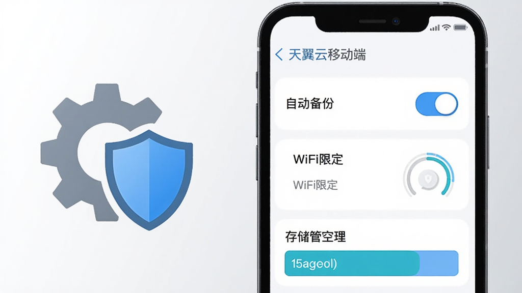 �������ƶ������ý���չʾͼ������Ϊ�ֻ���Ļ��д����ʾ�Զ����ݿ��ء�WiFi�޶�ѡ����洢�ռ����������Ļ�Է���һ��������������ͼ�꣬����Ϊǳ�ҽ��䣬�����ֻ�����ƫ�ң����Ϊ��ƽ��UIʾ�⣬ϸ�ڰ������ػ�������������ͼ�����������ɾ����޶���Ԫ��