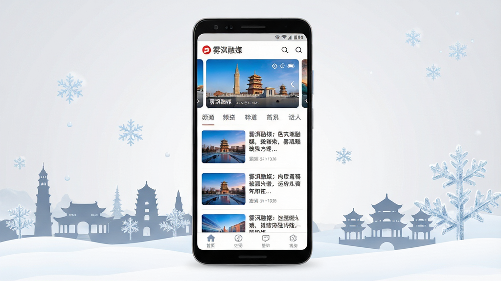 ����Ϊһ����׿�ֻ����з��ã���Ļ��ʾ����ڡ��ý���ͻ�����ҳ������Ѷ�б����棬�����Ϸ�Ϊ�ֲ�ͼ��Ƶ�����������в�Ϊͼ�����ſ�Ƭ�����ײ�Ϊ���ܱ�ǩ�����Ű������������Ϊ�ִ���ƽ��UI��ƣ�ϸ�ڰ��������еر꽨����Ӱ����ڡ��ѩԪ�ص�׺�����ʸ���ɾ����޶���Ԫ�أ�����Ϊǳ�ҽ��䣬����������ˬ