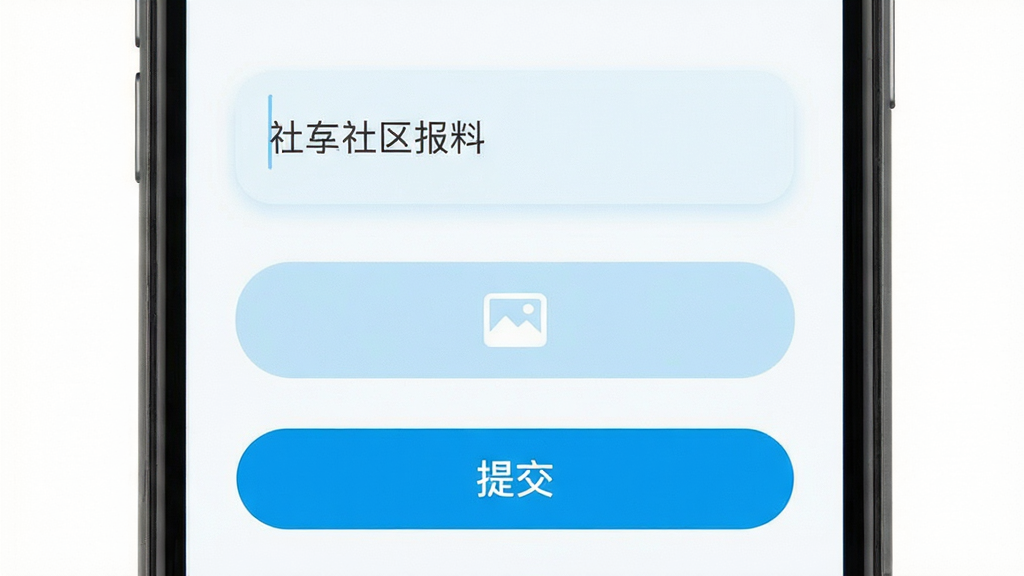 ��������Ϊ�ֻ���Ļ��д��չʾ����������д���棬�������������ͼƬ�ϴ���ť���ύ��ť������Ϊ�������湹ͼ�����ü��������ƶ���UI���ϸ�ڰ���Բ�ǿ�Ƭ��ǳ����ɫ���������İ�ť�㼶�����ʸɾ�����������Ϊ��ɫ���ף��޶���Ԫ��