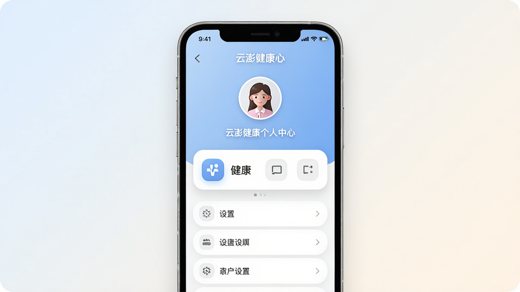 ��������Ϊ���콡���������Ľ���չʾ���ֻ���Ļ����ͷ�񡢽�����������������б�������Ϊ�ֻ�������С�����Ϊǳɫ���䣬�Ű����룬���Ϊ��Լ�ƶ�Ӧ�ý�����ϸ�ڰ���Բ��ͼ�ꡢ���������ֲ㼶�������Ӱ�������������ɾ����޶���Ԫ��