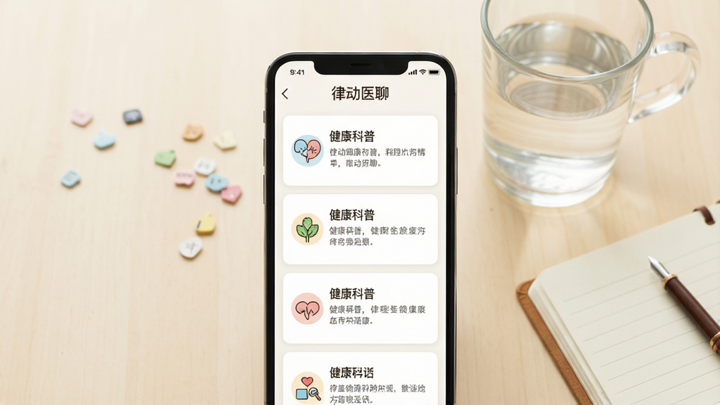 һ�Ž�����Ѷ�Ķ�����ͼ����������Ϊ�ֻ���Ļ�ڵ������б�ҳ����Ļ�Ϸ���ʾ���ɶ�ҽ�ġ��������б��������ű���Ϊ�������յĿ�Ƭ��ÿ�ſ�Ƭ����Сͼ�꣬�ֻ��Է���һ����ˮ��һ���ʼǱ�������Ϊ����չʾ�������ů��Լ��ϸ�����������ʸɾ���ǳɫ�������޶���Ԫ��