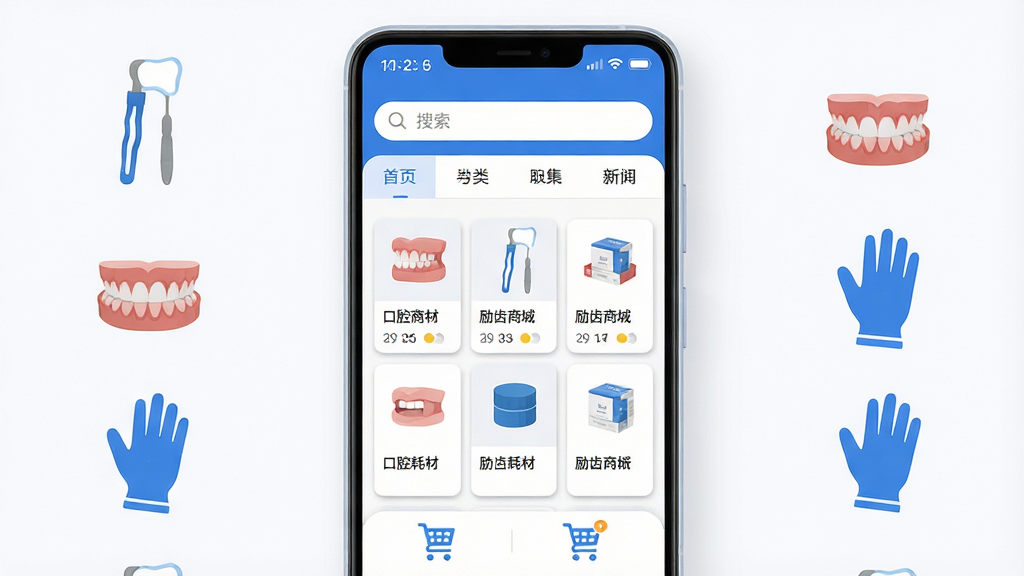 ��������Ϊһ��������׿�ֻ�����Ļ����չʾ�������̳ǡ�Ӧ����ҳ���棬�Ϸ�Ϊ����������ർ�����в�Ϊ��ǻ�Ĳ���Ʒ��Ƭ���񣬵ײ�Ϊ�����빺�ﳵͼ�ꣻ���ֲ��þ��жԳƹ�ͼ���ֻ����ศ��������е�������вۡ�һ�������׵ȱ�ƽ��Сͼ���׺���Ű�ɾ����׳��㣻���Ϊ�ִ���Լ�Ƽ���UIչʾ�磻ϸ�����ֻ��߿�Բ�󡢽�����ɫ������Ϊ������Ʒ��Ƭ����΢��Ӱ�����ʸ��塢�ɾ����޶���Ԫ��