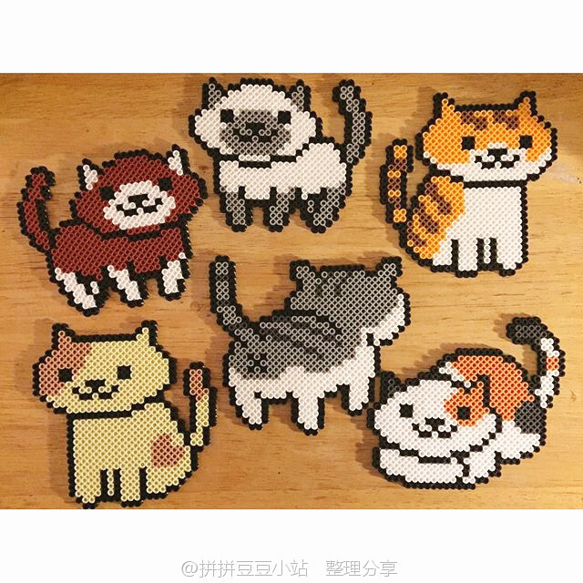 拼豆图纸Cat猫咪拼豆成品展示与收纳参考