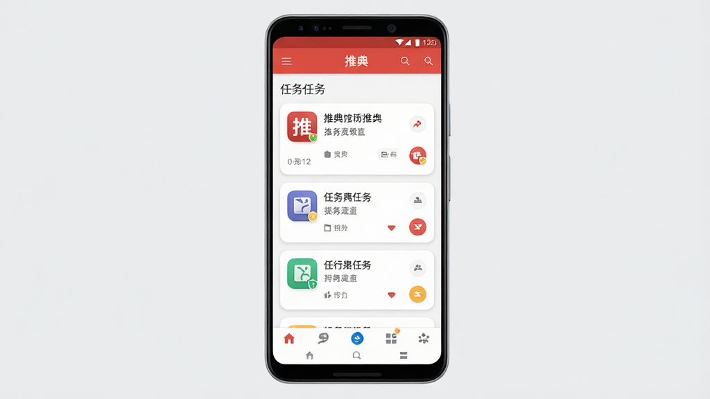 һ���ֻ�Ӧ�ý���չʾͼ����������Ϊһ������ڷŵİ�׿�ֻ�����Ļ��չʾ�Ƶ�Ӧ�õ���ҳ���֣���������������������Ƭ�б���ײ����ܱ�ǩ���ֻ���Χ���׸ɾ�������Ϊǳ��ɫ��ɫ��������ñ�ƽ��UIչʾ���ϸ����ͻ����ƬԲ����ͼ���Σ����������ɾ����޶���װ��Ԫ��