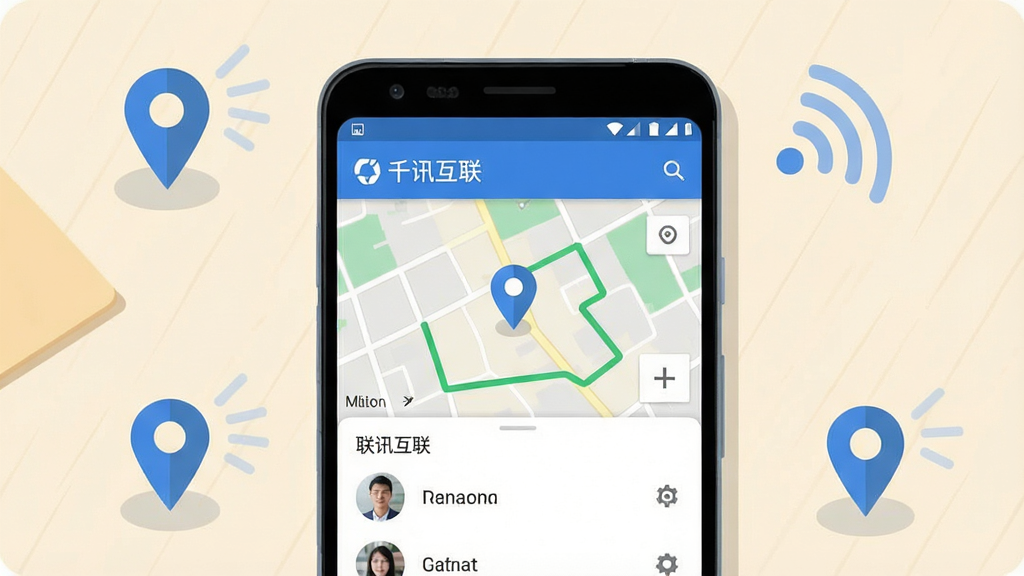 ����������һ����׿�ֻ���Ļ��д����Ļ������ʾ��ǧѶ������Ӧ�������棬���������ͼ��������ϵ���б�������Ϊ�ֻ����з�����ǳɫ���棬��Χ��׺��Լ�Ķ�λͼ�����źŲ���Ԫ�أ����Ϊ��ˬ�Ƽ��б�ƽ�廭��ϸ�ڰ�����ͼ�ϵ���ɫ��λ������ɫ�켣�ߣ����������ɾ����޶���װ��Ԫ��