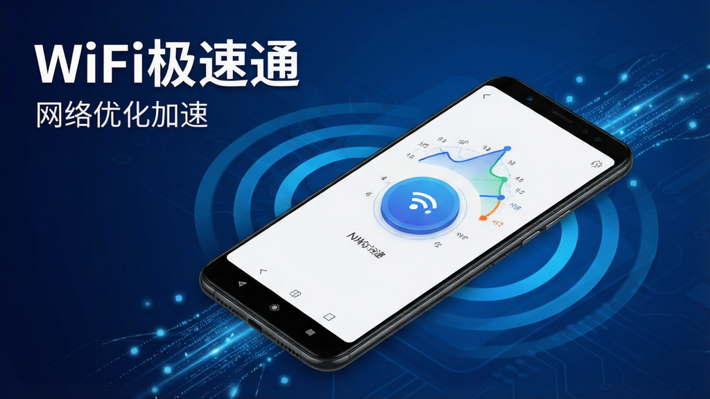 һ�ź��Ƽ��������չʾͼ������������һ����׿�ֻ���Ļ��ʾWiFi����ͨ�����棬����������Բ��������ٰ�ť���ź�ǿ�����ߣ��ֻ���Χ������ɫWiFi�źŲ��������������ߣ�����Ϊ���������Լ�Ƽ��в��֣����Ͻ��Ű��ɫ�Ӵ����֡�WiFi����ͨ�����·�С�֡������Ż����١�����������ˬ�ִ���ϸ�ڸɾ����������ʸ��壬�޶���Ԫ��